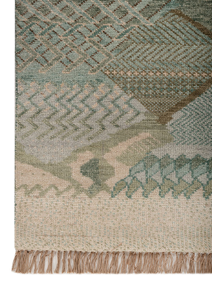 manchaha green wool hand knotted Rug - Corner manchaha green wool hand knotted Rug - Corner