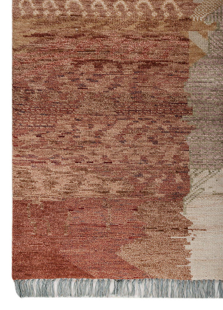 manchaha red and orange wool hand knotted Rug - Corner