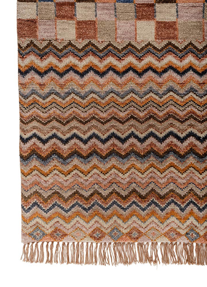manchaha red and orange wool hand knotted Rug - Corner manchaha red and orange wool hand knotted Rug - Corner