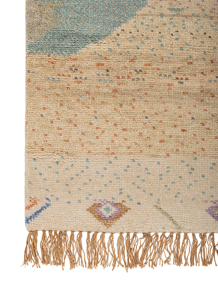manchaha blue wool hand knotted Rug - Corner manchaha blue wool hand knotted Rug - Corner