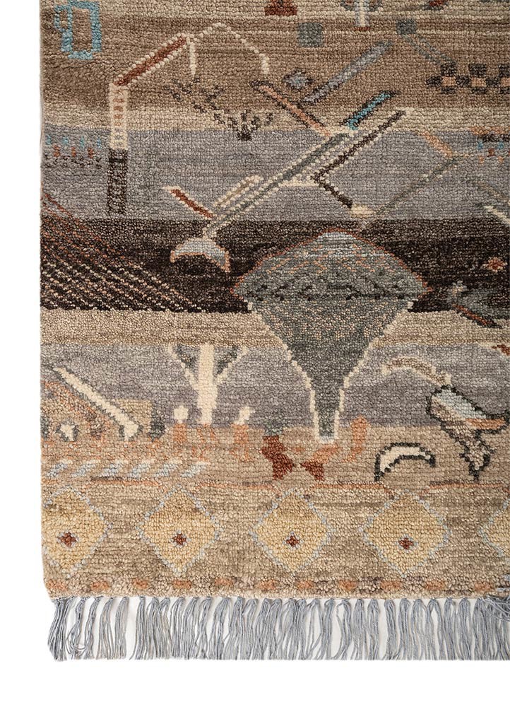 manchaha ivory wool hand knotted Rug - Corner manchaha ivory wool hand knotted Rug - Corner