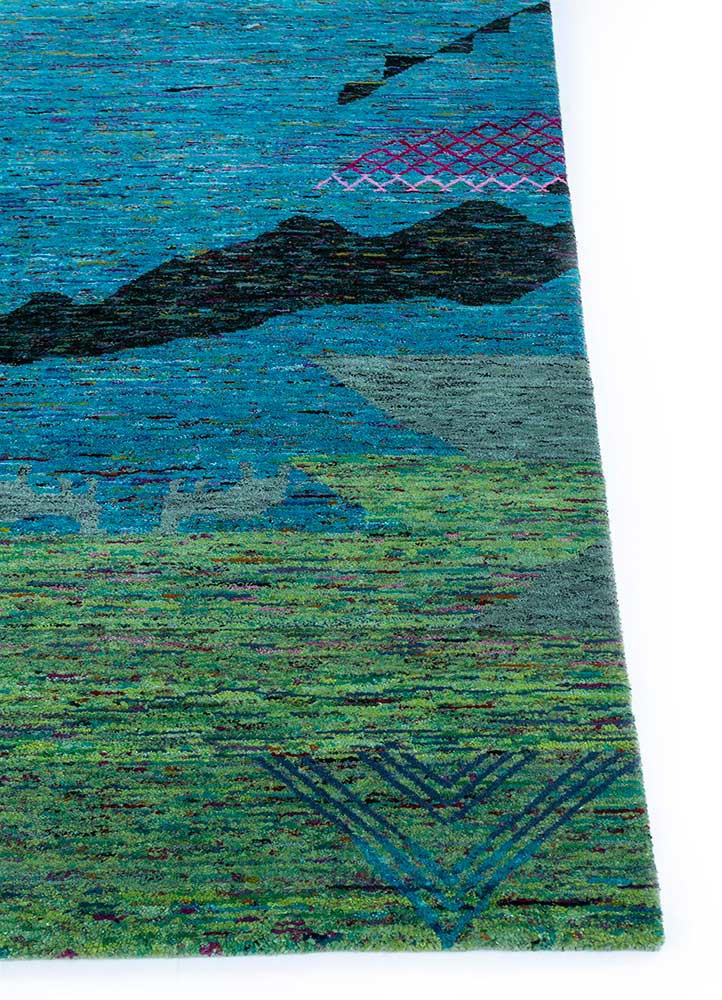 manchaha ivory wool hand knotted Rug - Corner manchaha ivory wool hand knotted Rug - Corner