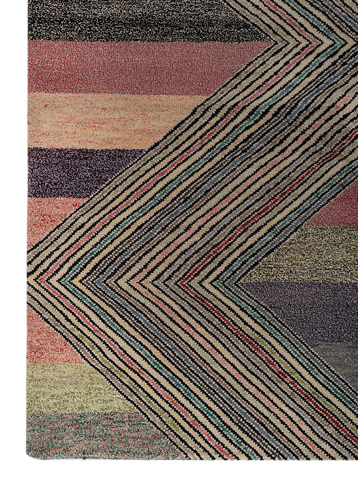 manchaha grey and black wool and bamboo silk hand knotted Rug - Corner manchaha grey and black wool and bamboo silk hand knotted Rug - Corner