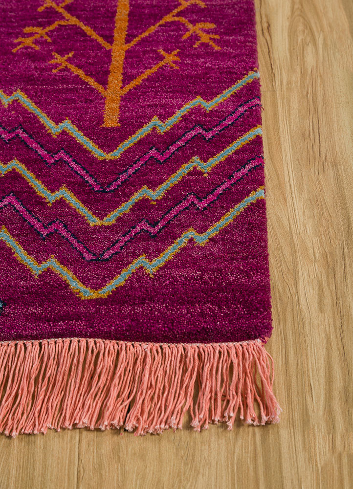 manchaha pink and purple wool and bamboo silk hand knotted Rug - Corner manchaha pink and purple wool and bamboo silk hand knotted Rug - Corner