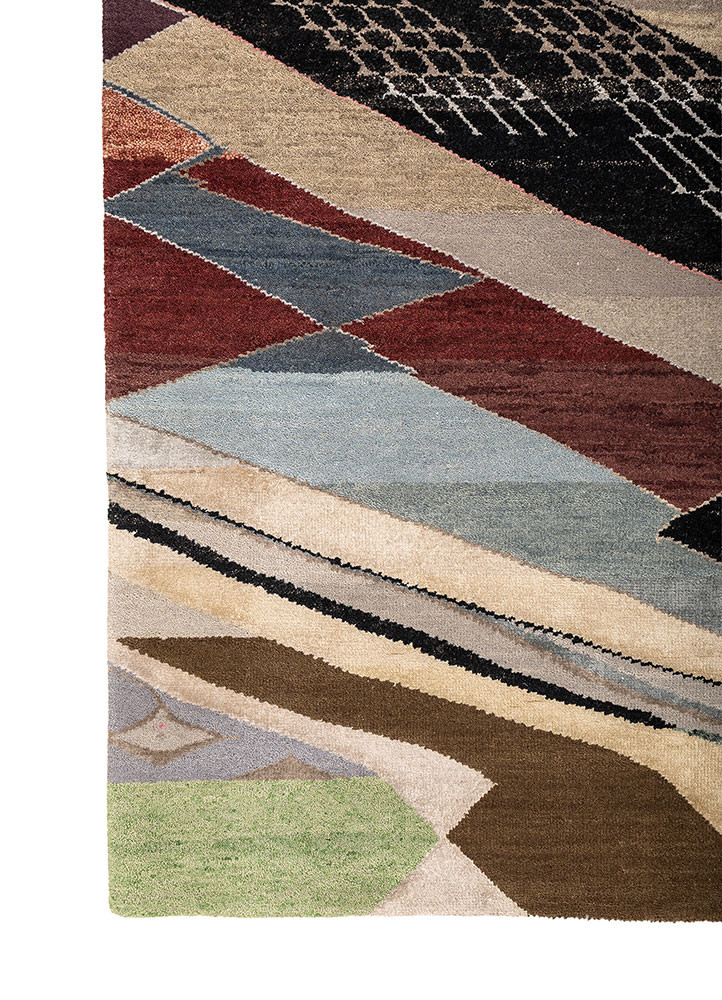 manchaha grey and black wool and bamboo silk hand knotted Rug - Corner manchaha grey and black wool and bamboo silk hand knotted Rug - Corner