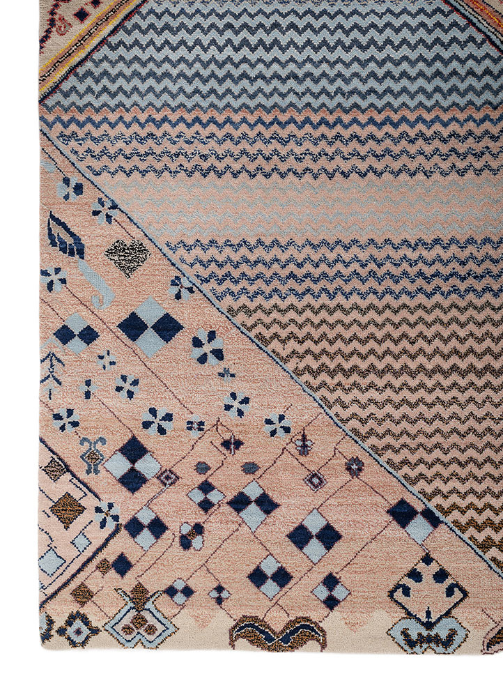 manchaha blue wool and bamboo silk hand knotted Rug - Corner manchaha blue wool and bamboo silk hand knotted Rug - Corner