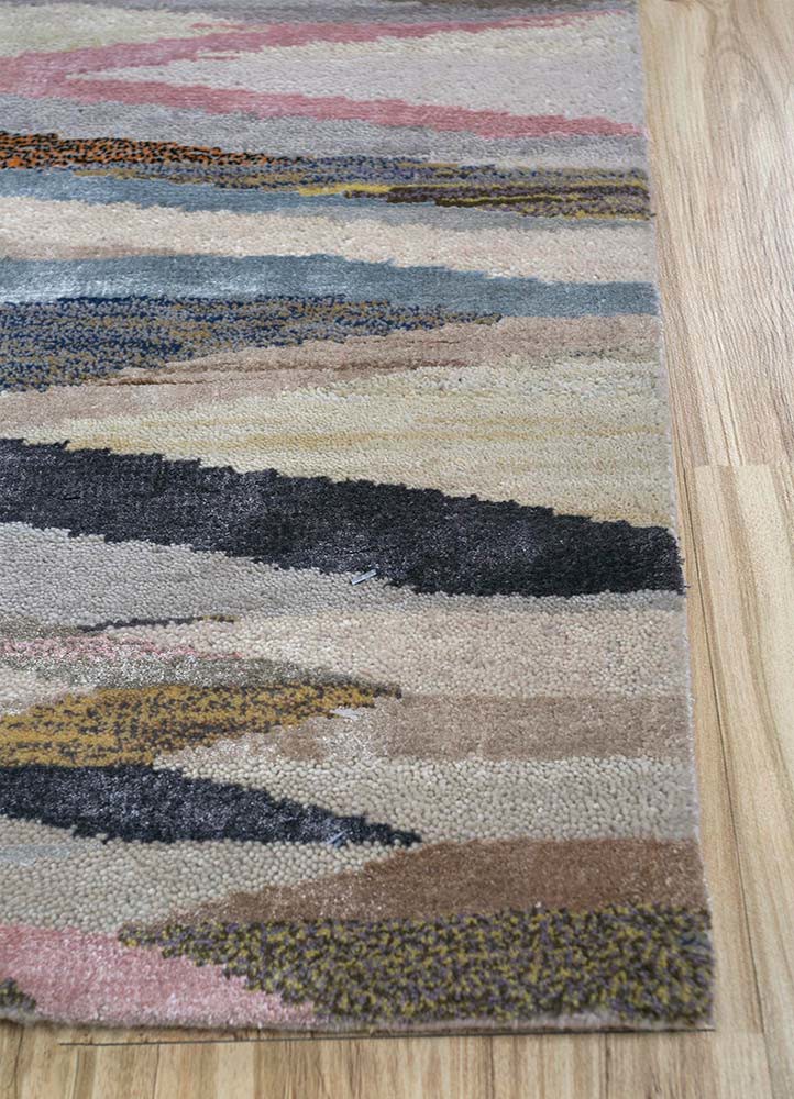 manchaha grey and black wool and bamboo silk hand knotted Rug - Corner