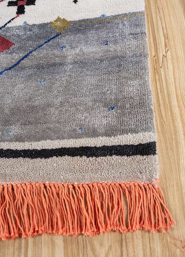 freedom manchaha blue wool and bamboo silk hand knotted Rug - Corner