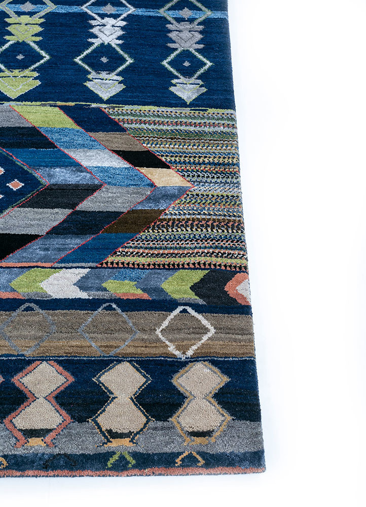manchaha blue wool and bamboo silk hand knotted Rug - Corner manchaha blue wool and bamboo silk hand knotted Rug - Corner