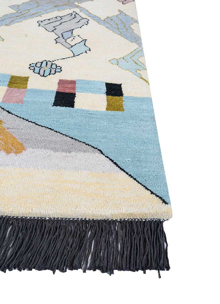 manchaha pink and purple wool and bamboo silk hand knotted Rug - Corner