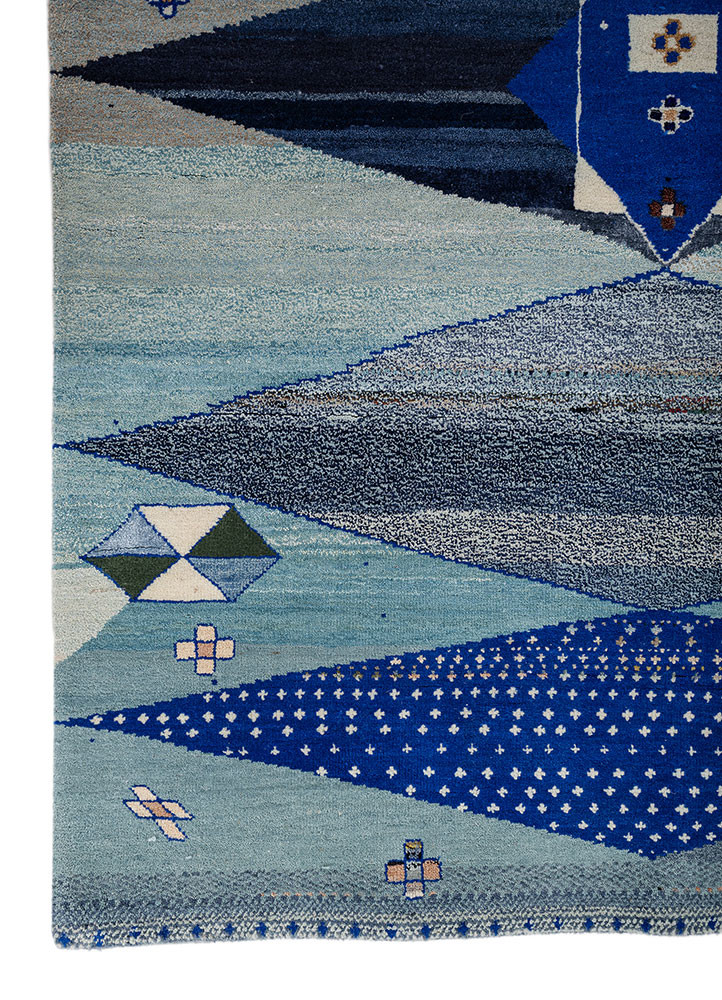 freedom manchaha blue wool and bamboo silk hand knotted Rug - Corner freedom manchaha blue wool and bamboo silk hand knotted Rug - Corner