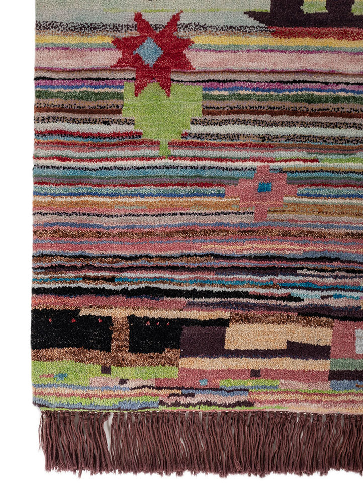 freedom manchaha pink and purple wool and bamboo silk hand knotted Rug - Corner