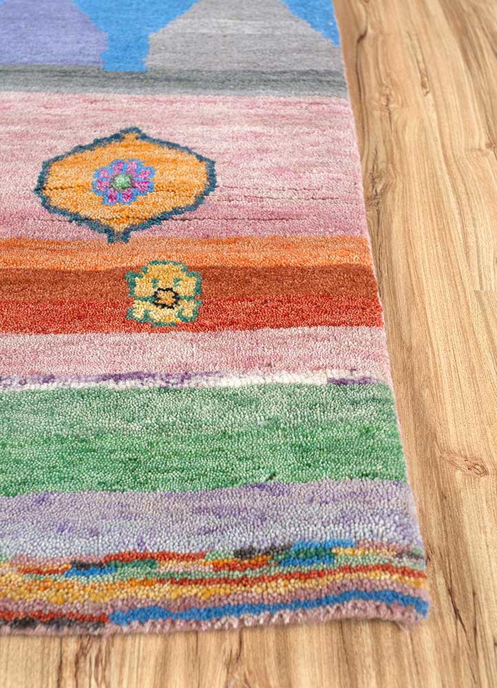 freedom manchaha multi wool and bamboo silk hand knotted Rug - Corner