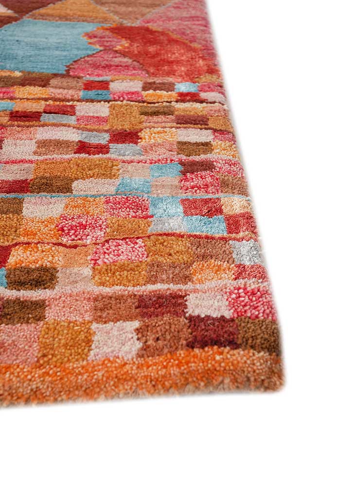 manchaha pink and purple wool and bamboo silk hand knotted Rug - Corner manchaha pink and purple wool and bamboo silk hand knotted Rug - Corner