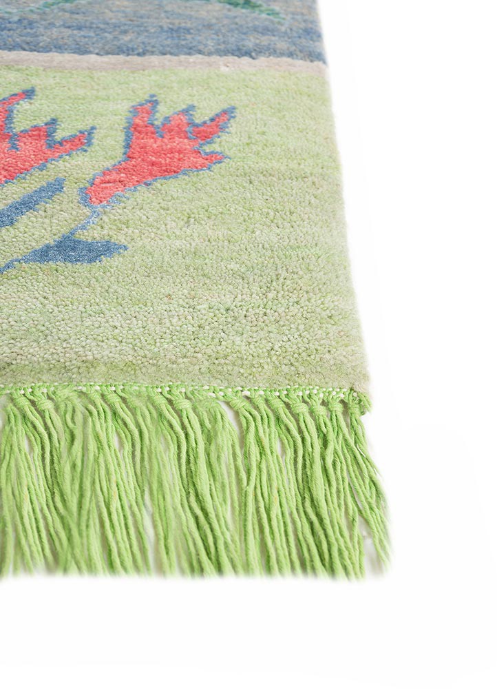 manchaha blue wool and bamboo silk hand knotted Rug - Corner manchaha blue wool and bamboo silk hand knotted Rug - Corner