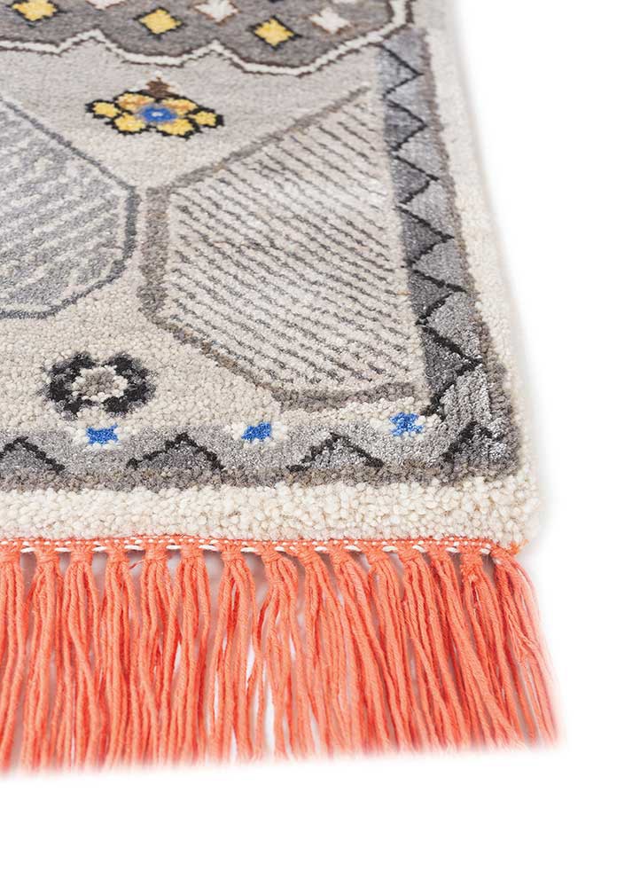 manchaha ivory wool and bamboo silk hand knotted Rug - Corner