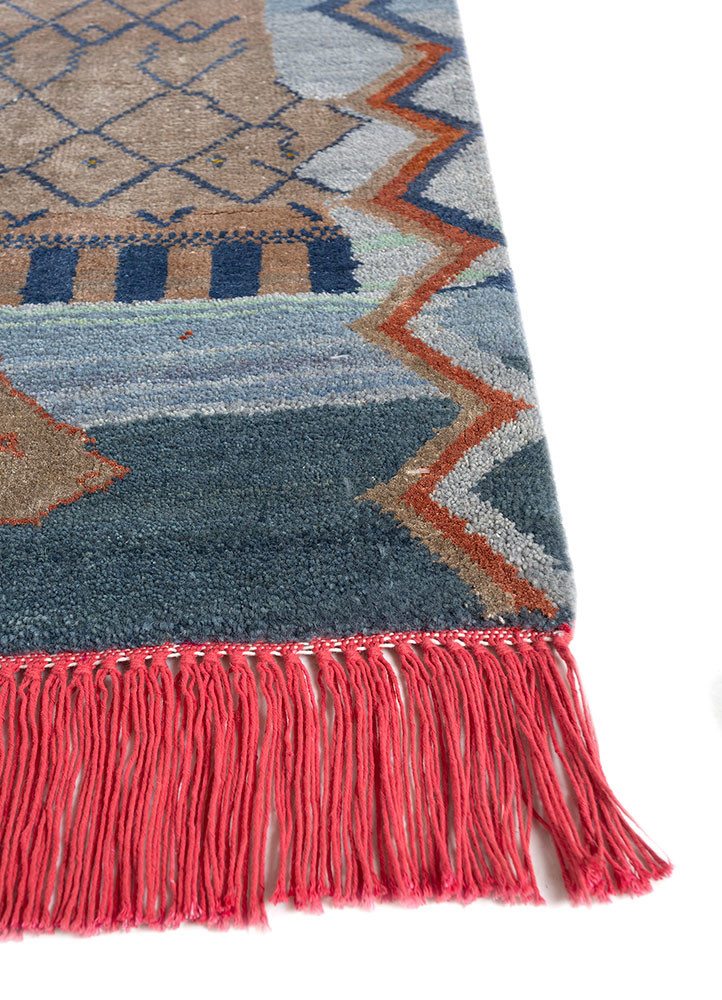 manchaha blue wool and bamboo silk hand knotted Rug - Corner manchaha blue wool and bamboo silk hand knotted Rug - Corner