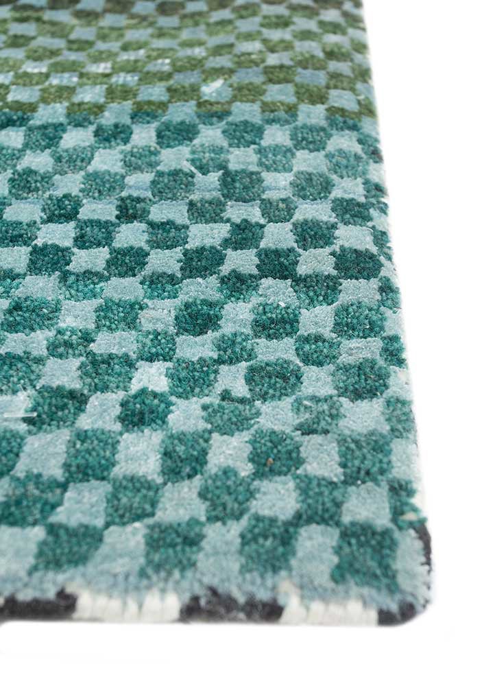 freedom manchaha blue wool and bamboo silk hand knotted Rug - Corner