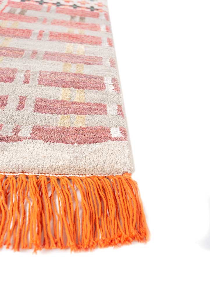 manchaha red and orange wool and bamboo silk hand knotted Rug - Corner manchaha red and orange wool and bamboo silk hand knotted Rug - Corner