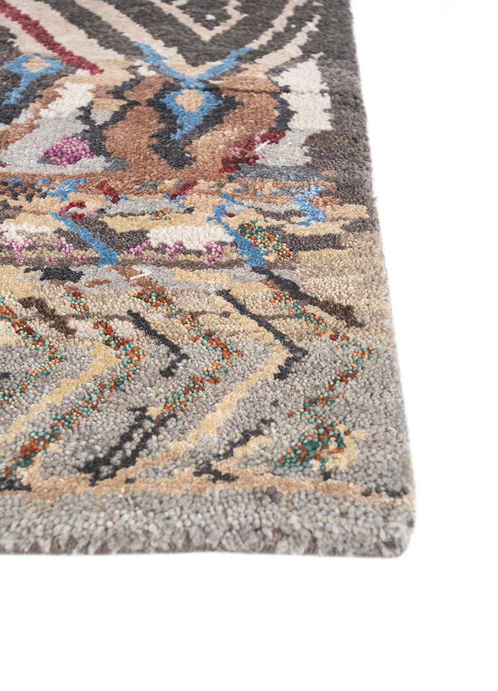 manchaha grey and black wool and bamboo silk hand knotted Rug - Corner manchaha grey and black wool and bamboo silk hand knotted Rug - Corner