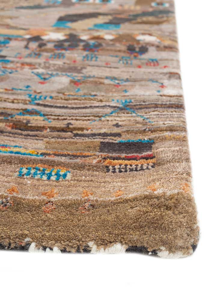 Freedom Manchaha Beige and Brown Hand Knotted Wool and Bamboo Silk Rugs