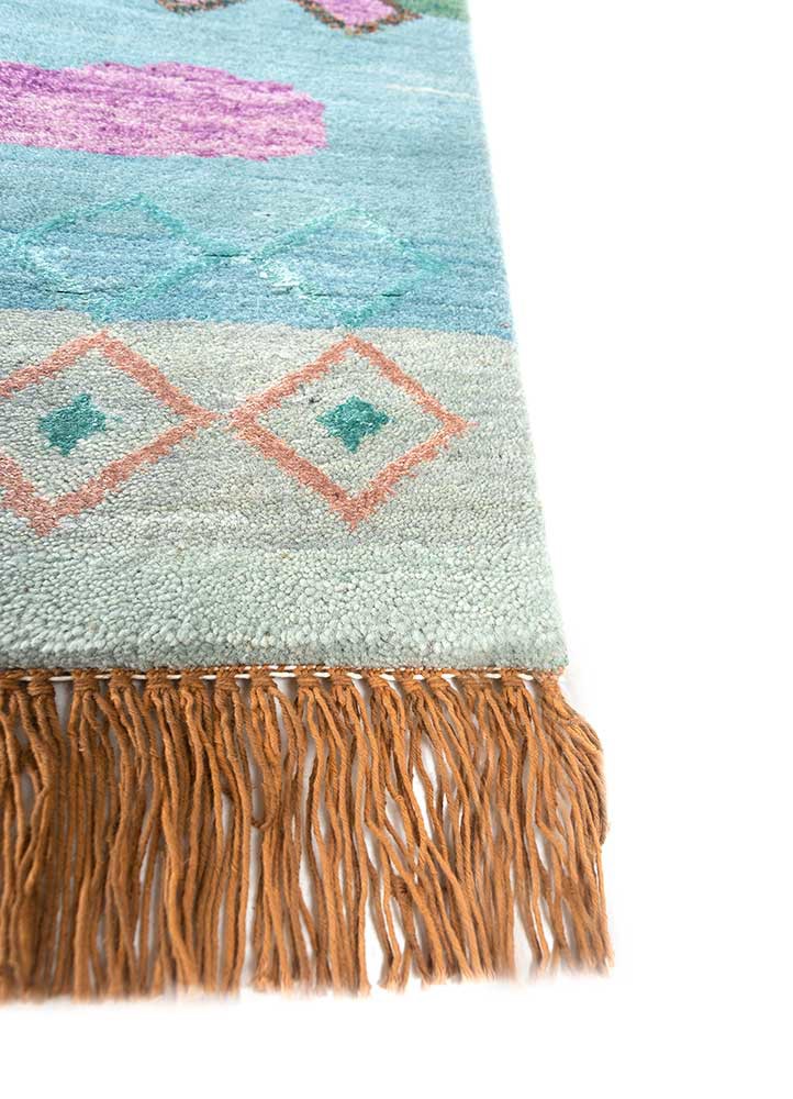 manchaha blue wool and bamboo silk hand knotted Rug - Corner manchaha blue wool and bamboo silk hand knotted Rug - Corner