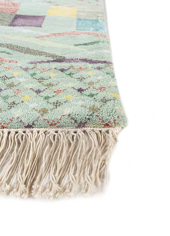 manchaha green wool and bamboo silk hand knotted Rug - Corner manchaha green wool and bamboo silk hand knotted Rug - Corner