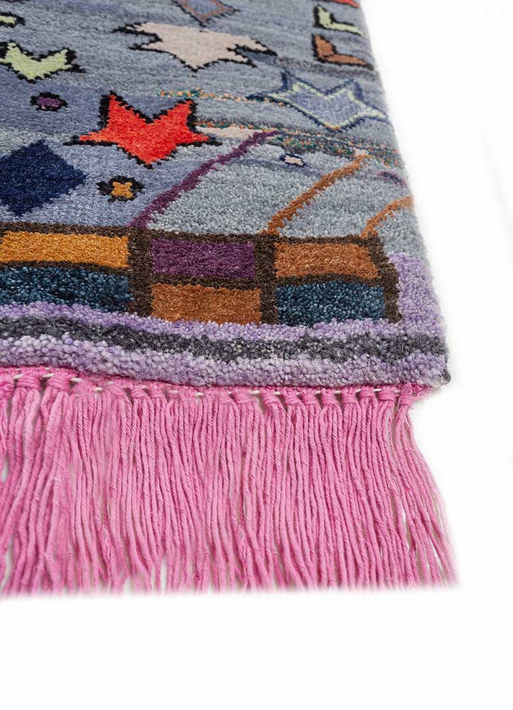 manchaha blue wool and bamboo silk hand knotted Rug - Corner
