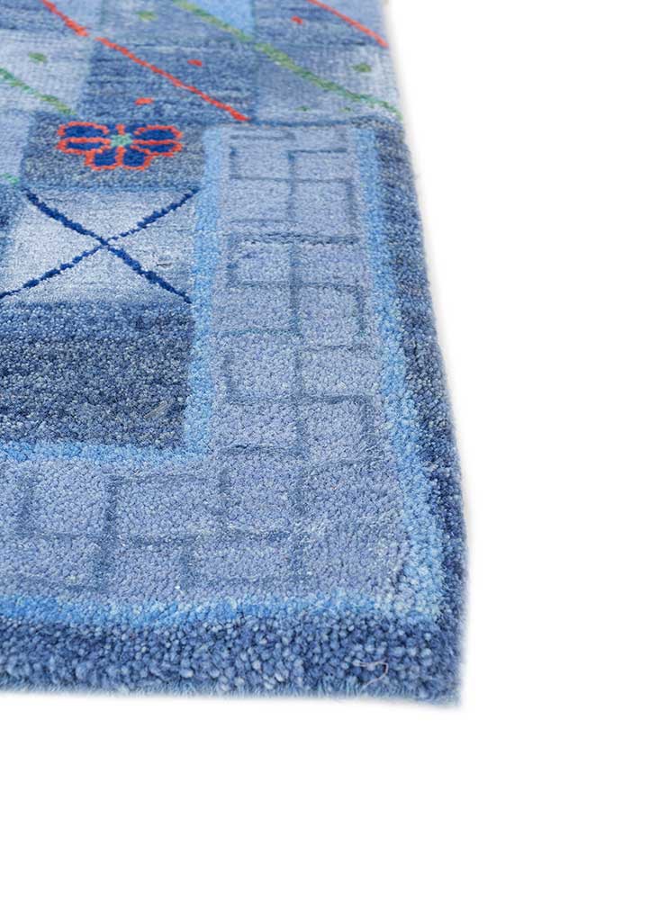 manchaha blue wool and bamboo silk hand knotted Rug - Corner manchaha blue wool and bamboo silk hand knotted Rug - Corner