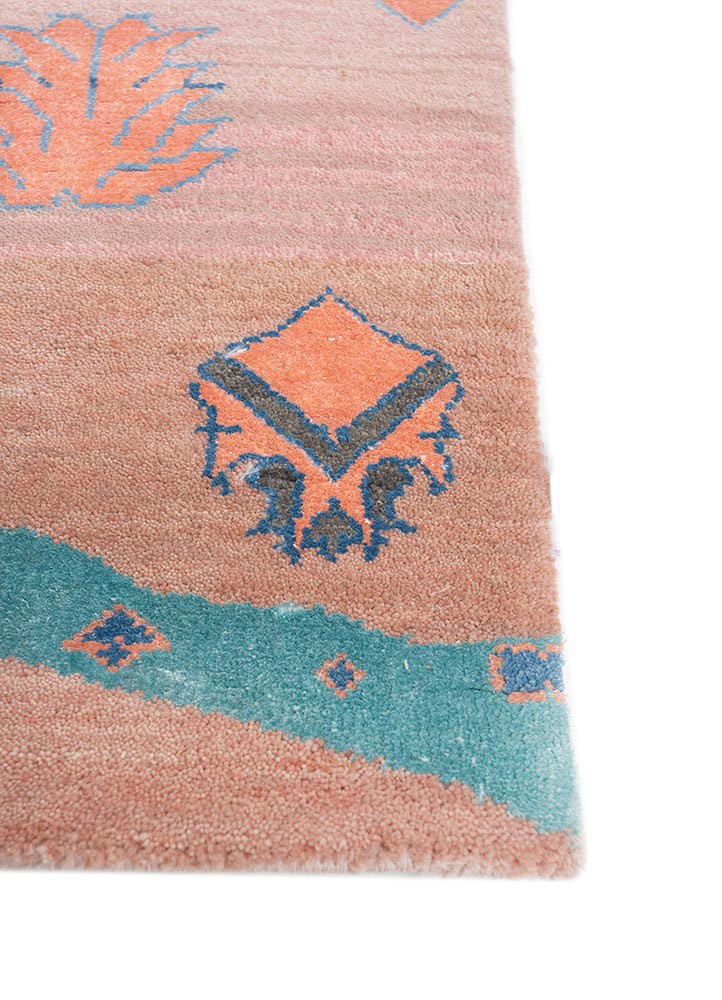 manchaha pink and purple wool and bamboo silk hand knotted Rug - Corner manchaha pink and purple wool and bamboo silk hand knotted Rug - Corner