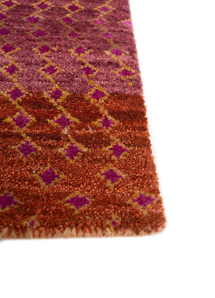 manchaha red and orange wool and bamboo silk hand knotted Rug - Corner manchaha red and orange wool and bamboo silk hand knotted Rug - Corner