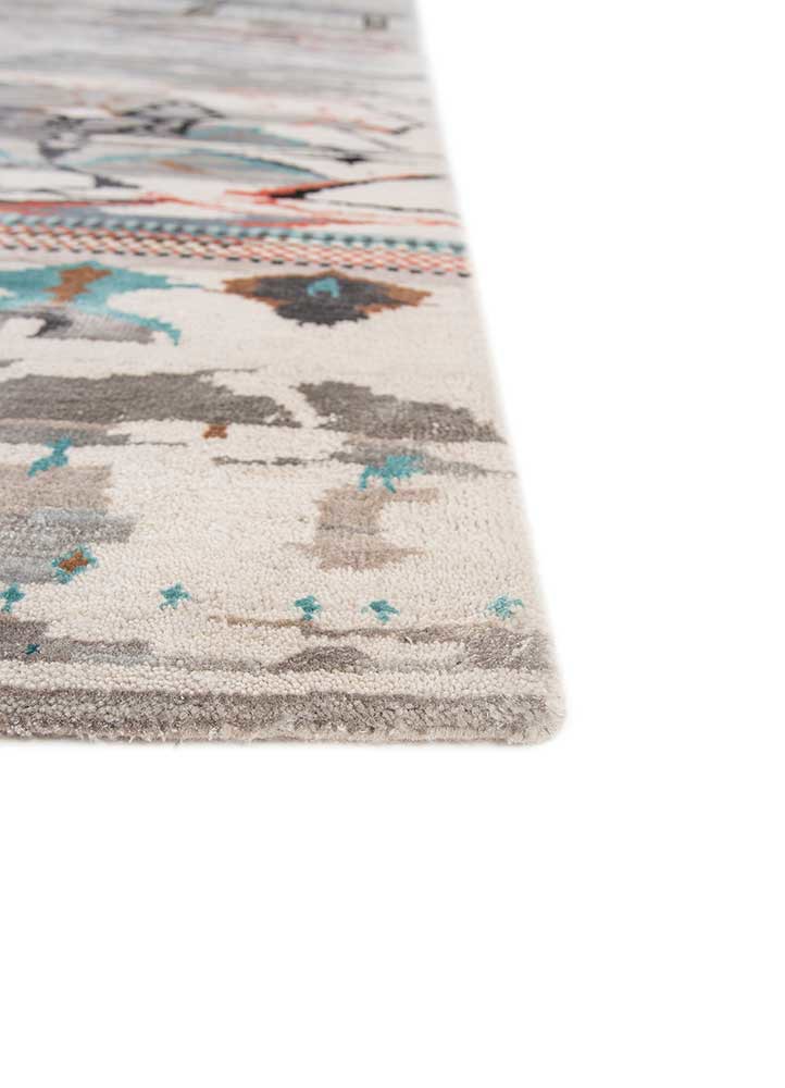 manchaha ivory wool and bamboo silk hand knotted Rug - Corner manchaha ivory wool and bamboo silk hand knotted Rug - Corner