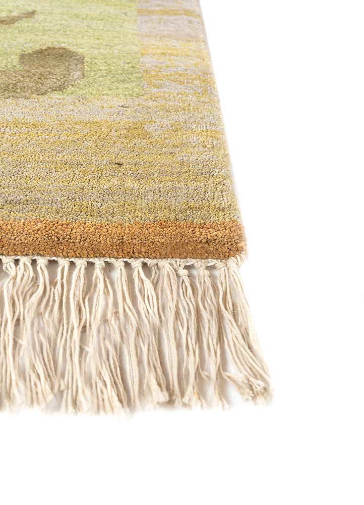 manchaha green wool and bamboo silk hand knotted Rug - Corner