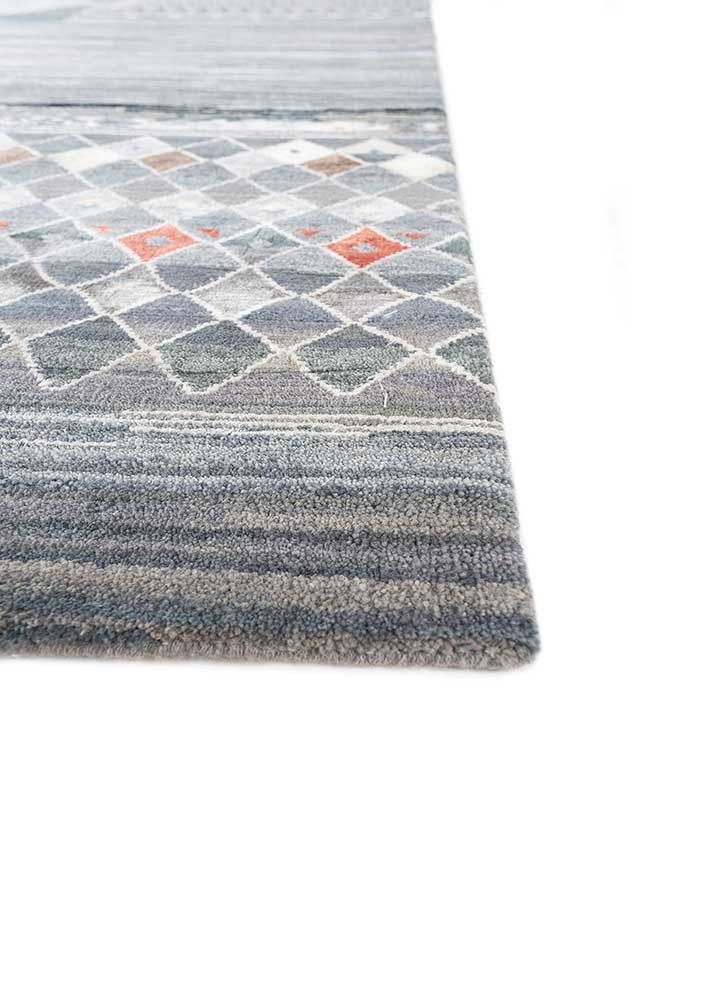 manchaha ivory wool and bamboo silk hand knotted Rug - Corner