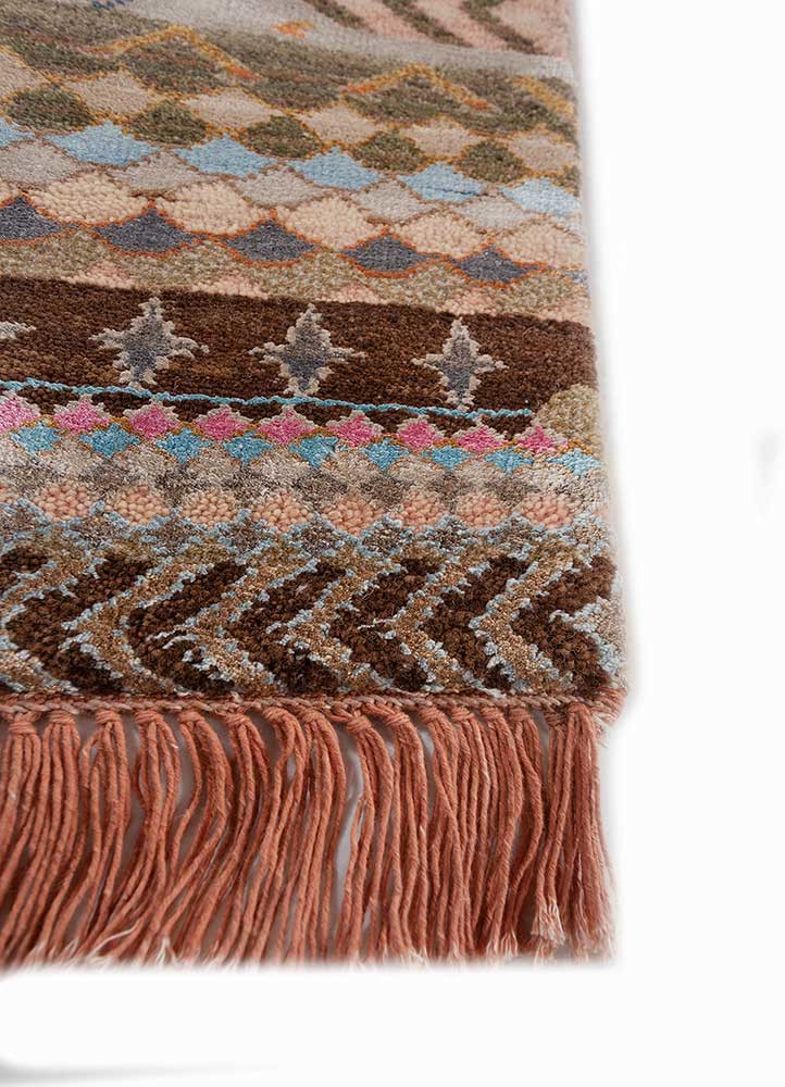 manchaha pink and purple wool and bamboo silk hand knotted Rug - Corner manchaha pink and purple wool and bamboo silk hand knotted Rug - Corner