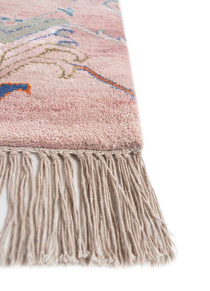manchaha pink and purple wool and bamboo silk hand knotted Rug - Corner manchaha pink and purple wool and bamboo silk hand knotted Rug - Corner