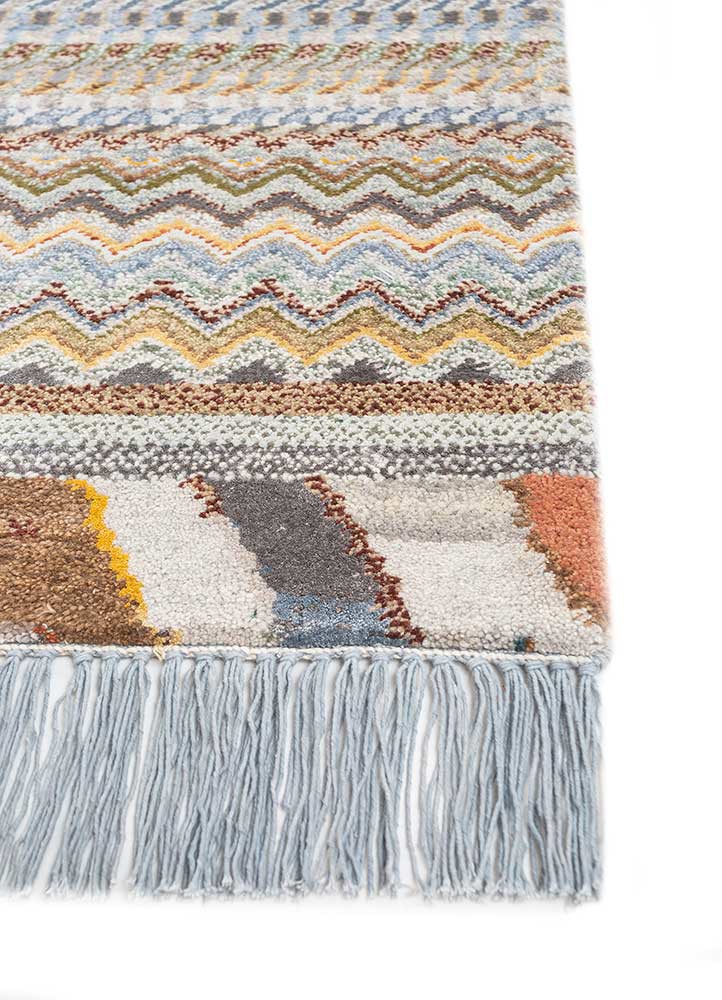 manchaha grey and black wool and bamboo silk hand knotted Rug - Corner