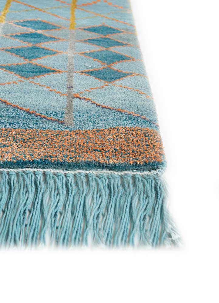 manchaha blue wool and bamboo silk hand knotted Rug - Corner manchaha blue wool and bamboo silk hand knotted Rug - Corner