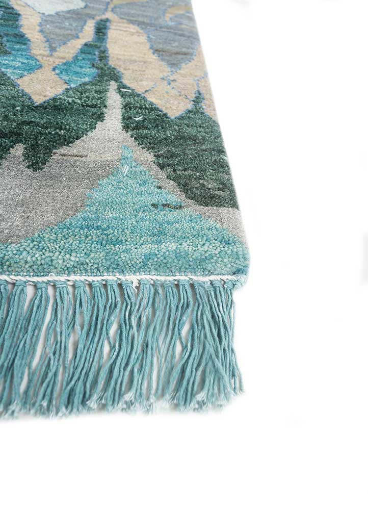 manchaha blue wool and bamboo silk hand knotted Rug - Corner manchaha blue wool and bamboo silk hand knotted Rug - Corner