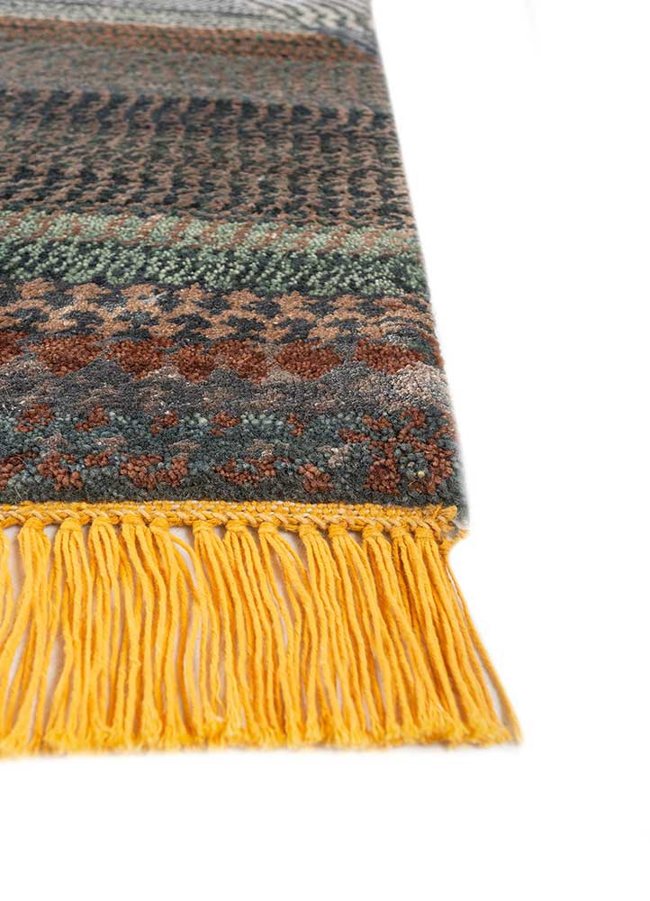 manchaha blue wool and bamboo silk hand knotted Rug - Corner
