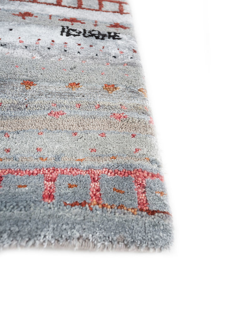 manchaha blue wool and bamboo silk hand knotted Rug - Corner