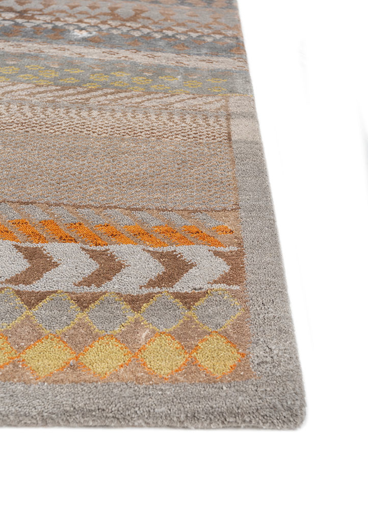 manchaha grey and black wool and bamboo silk hand knotted Rug - Corner manchaha grey and black wool and bamboo silk hand knotted Rug - Corner