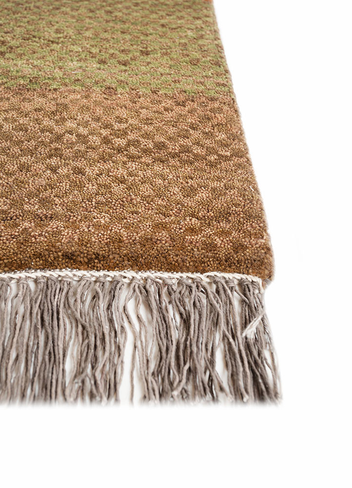 manchaha beige and brown wool and bamboo silk hand knotted Rug - Corner