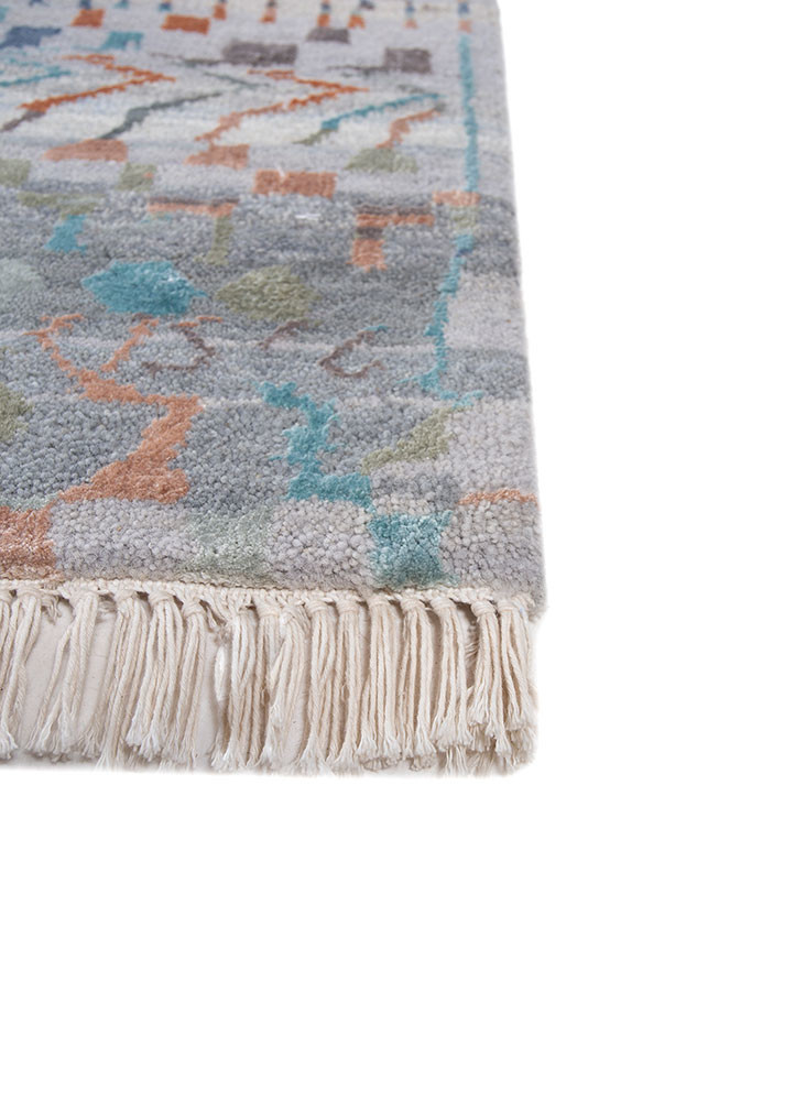 manchaha blue wool and bamboo silk hand knotted Rug - Corner manchaha blue wool and bamboo silk hand knotted Rug - Corner