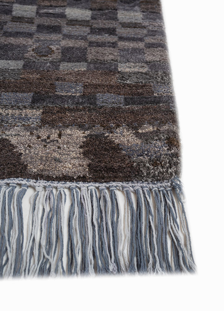 manchaha grey and black wool and bamboo silk hand knotted Rug - Corner manchaha grey and black wool and bamboo silk hand knotted Rug - Corner