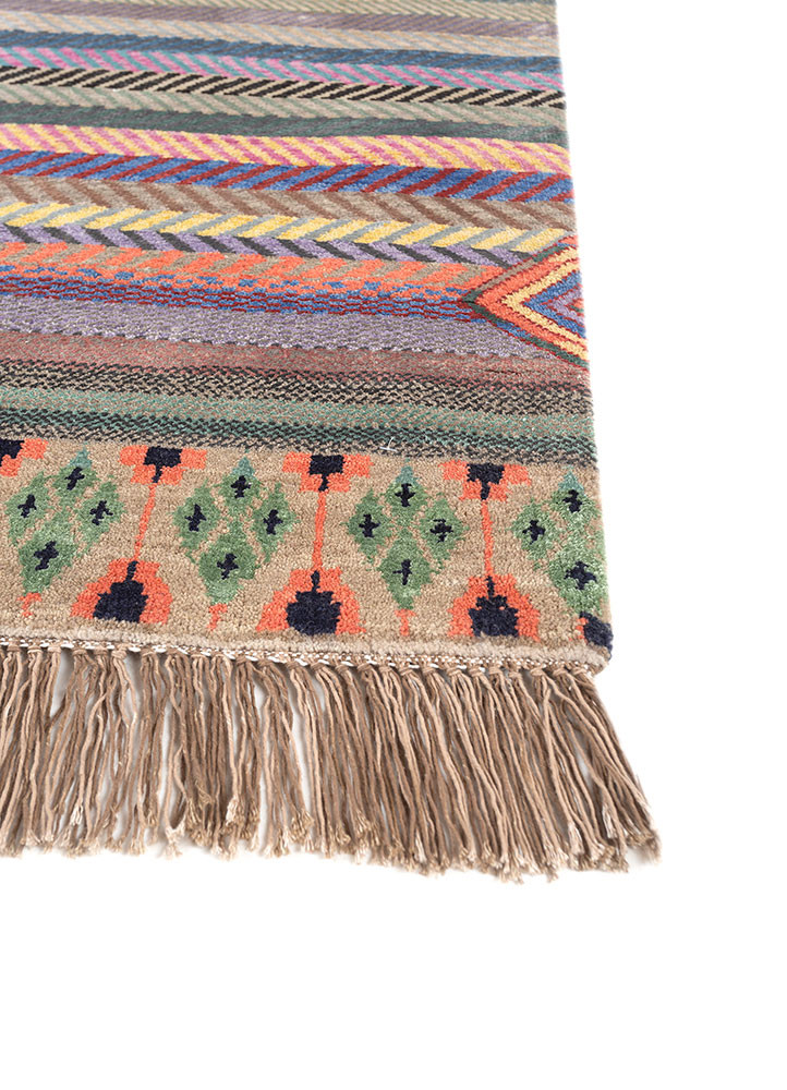 manchaha beige and brown wool and bamboo silk hand knotted Rug - Corner manchaha beige and brown wool and bamboo silk hand knotted Rug - Corner