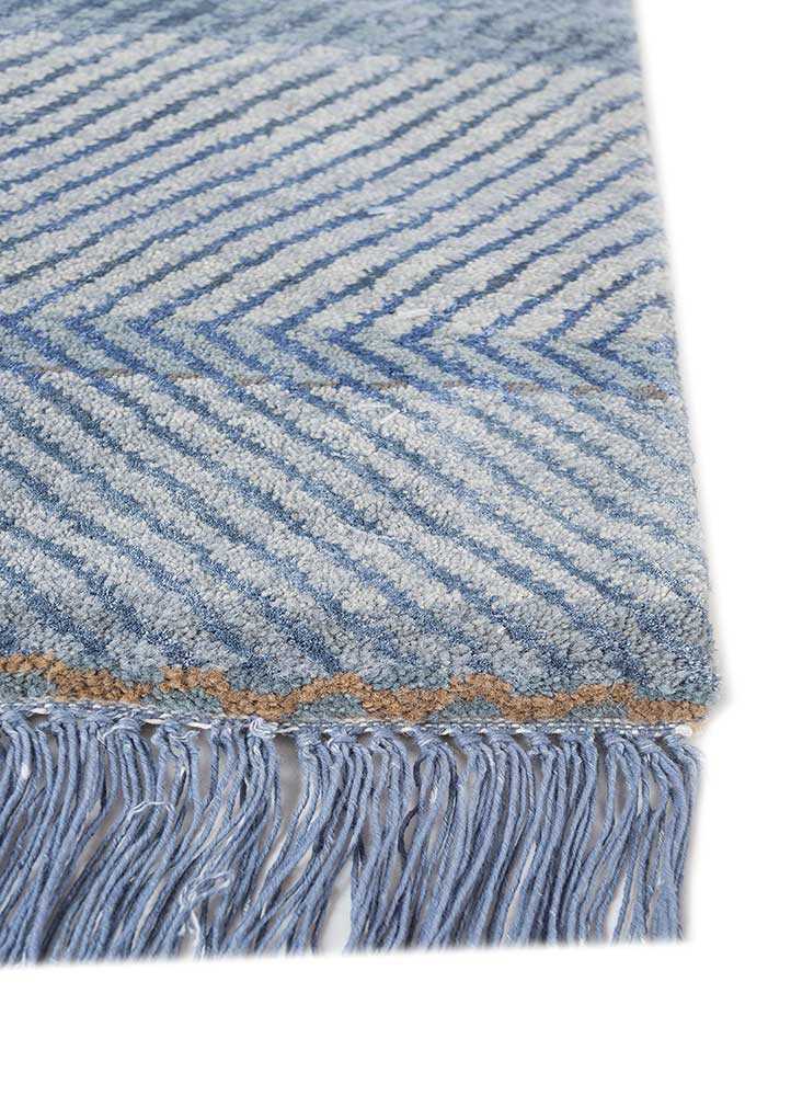 manchaha blue wool and bamboo silk hand knotted Rug - Corner manchaha blue wool and bamboo silk hand knotted Rug - Corner
