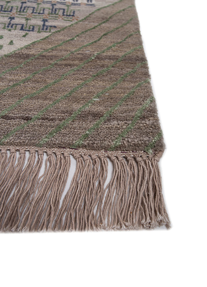 manchaha ivory wool and bamboo silk hand knotted Rug - Corner manchaha ivory wool and bamboo silk hand knotted Rug - Corner
