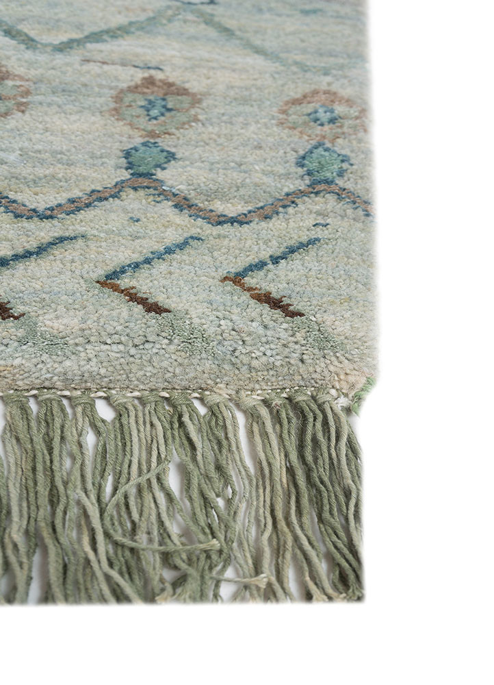 manchaha blue wool and bamboo silk hand knotted Rug - Corner