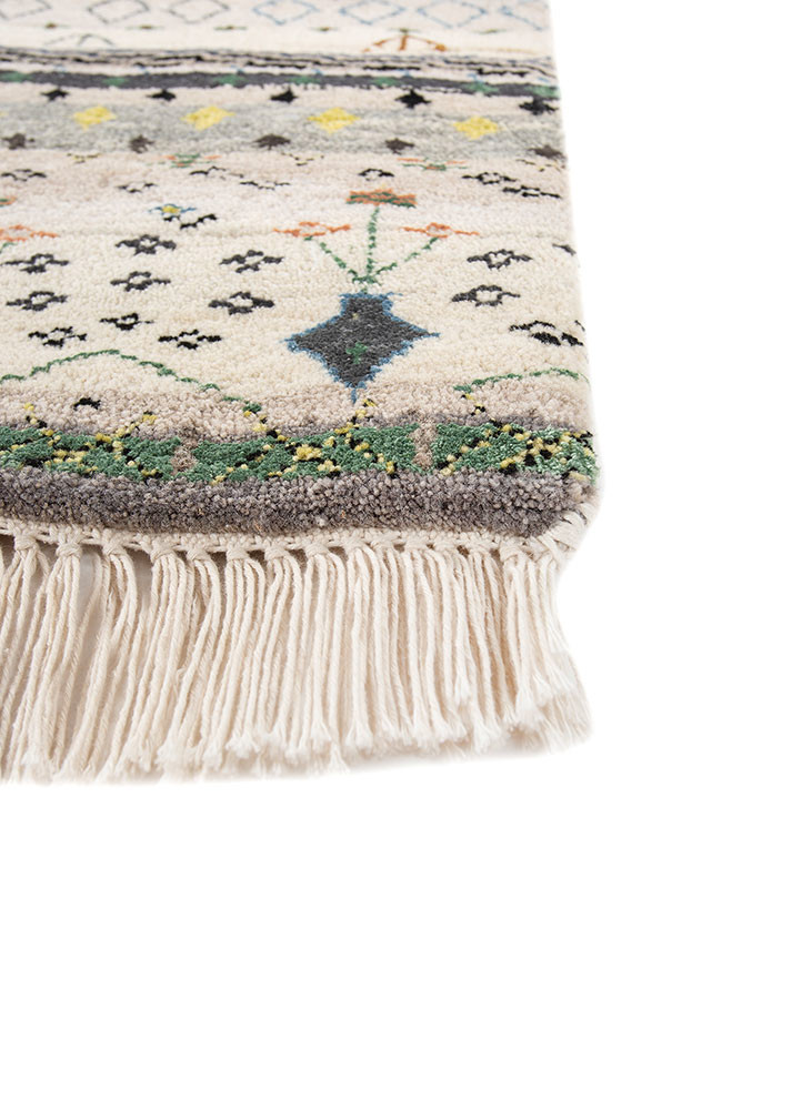 manchaha ivory wool and bamboo silk hand knotted Rug - Corner